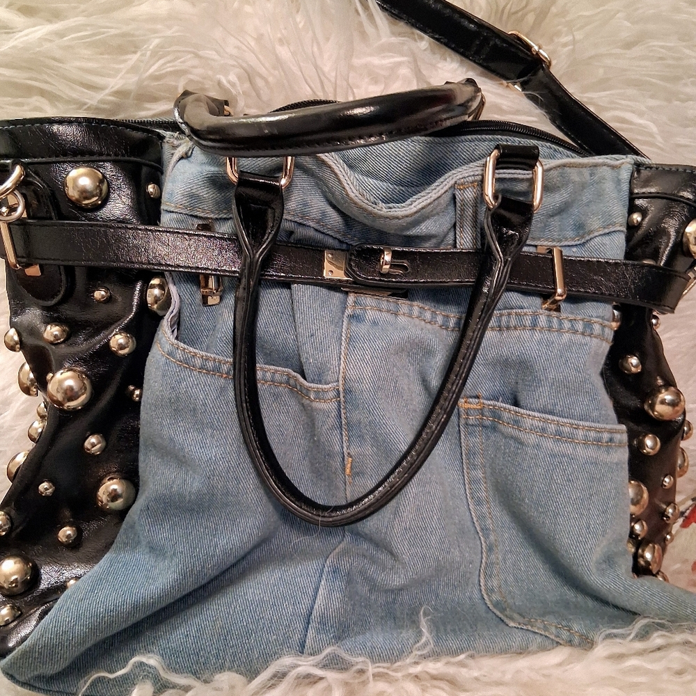 Denim and Gold purse